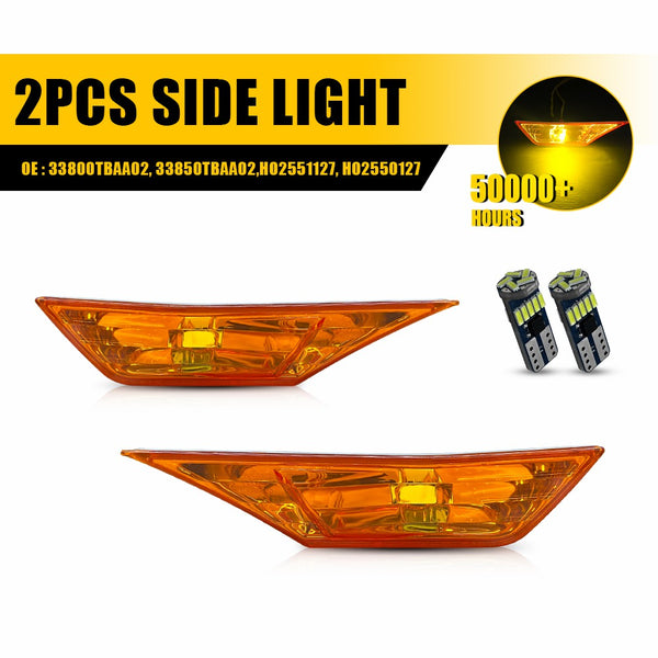 Clear LED Side Marker Light with Bulbs for Honda Civic 2016-2021, Front Fender