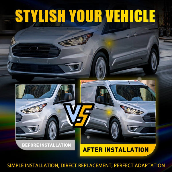 Clear Lens Amber LED Side Marker Light for Ford Transit Connect 2010-2021, Front