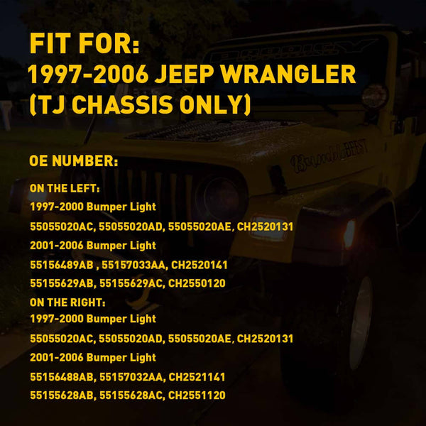 For 1997-2006 Jeep Wrangler TJ Front Bumper Turn Signal and Side Marker Light Housing Kit