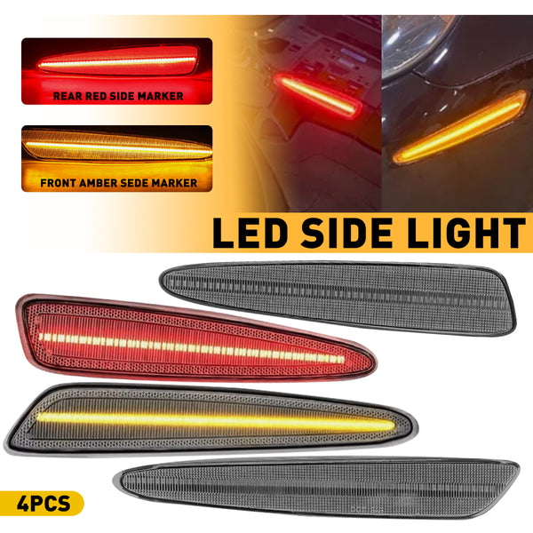 For 2005-2013 Chevy Corvette C6 Smoked Front Rear LED Side Marker Lights