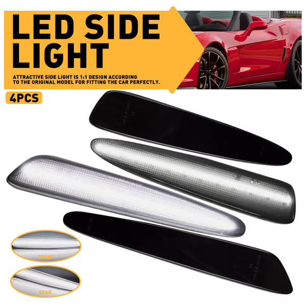 For 2005-2013 Chevy Corvette C6 Smoked Front Rear LED Side Marker Lights