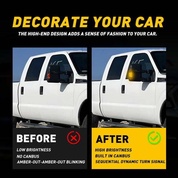 For 2008-2016 Ford F-250 F-350 F-450 F-550 SD | 2013-2014 Ford F150 LED Rearview Side Mirror Turn Signal Light