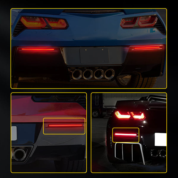 For 2014-2019 Chevrolet Corvette C7 Smoked Len Red LED Rear Bumper Reflector Lights