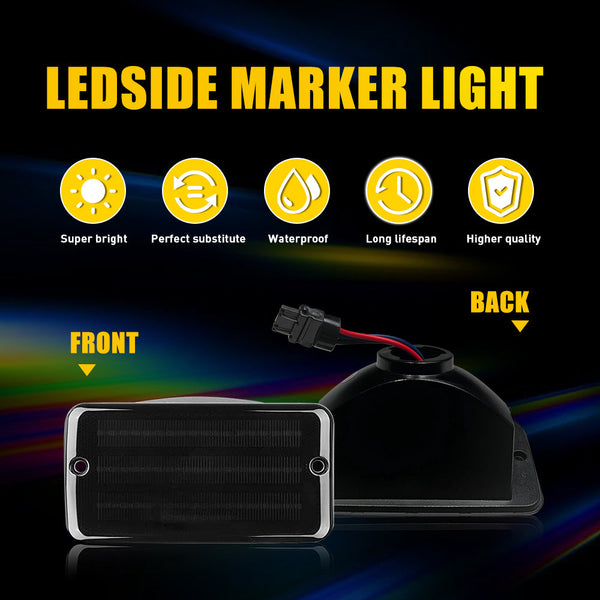 Front Fender LED Side Marker Light for Jeep Wrangler 1997-2006, Amber, Smoked Lens