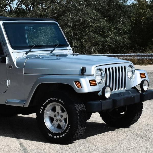 Front Fender LED Side Marker Light for Jeep Wrangler 1997-2006, Amber, Smoked Lens