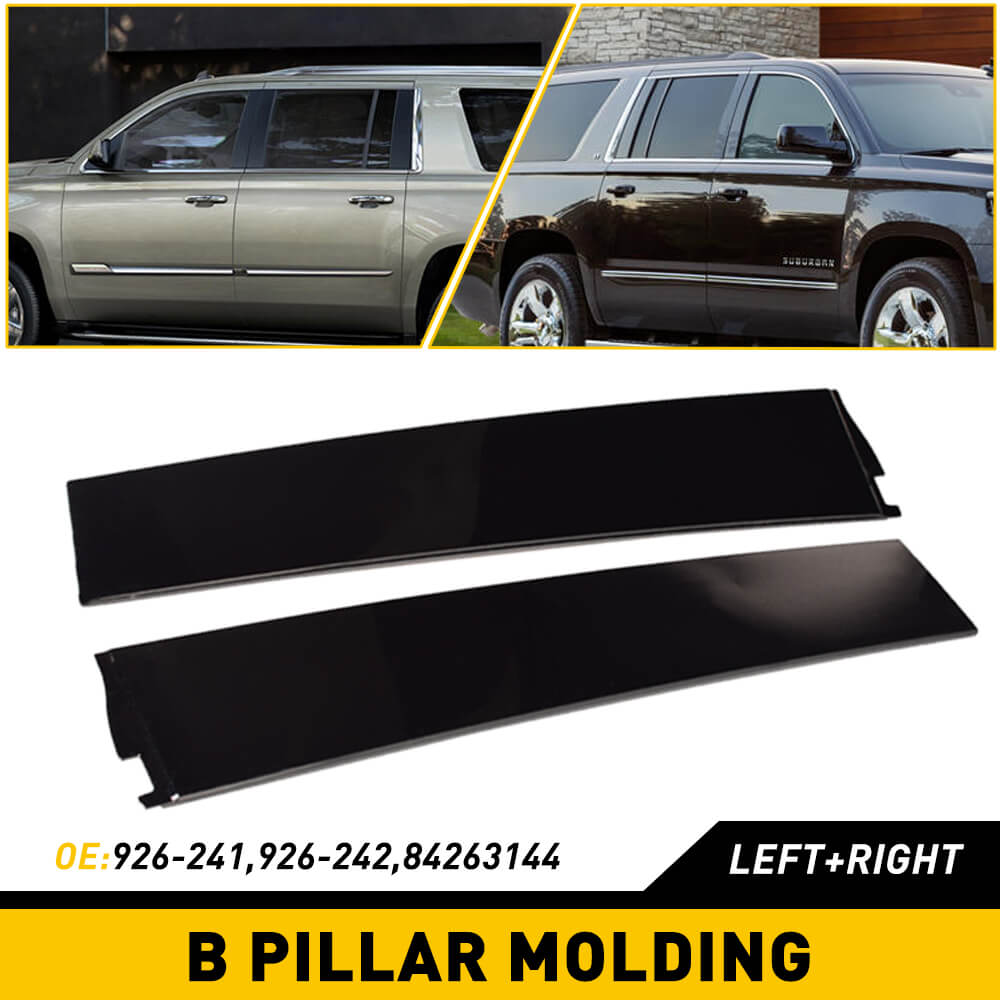 Gloss Black B Pillar Door Trim Molding for 2015-2020 Cadillac, Chevy and GMC