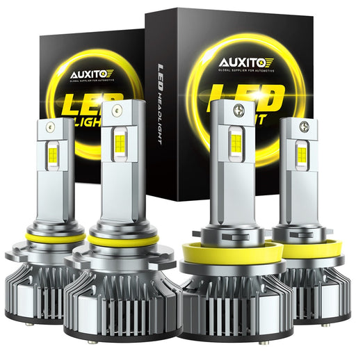 H11 LED Bulbs & AUXITO 9005 HB3 LED Bulbs, 24000Lumens 120W Per Set, 700% Brighter, 6500K Cool White Headlight Conversion Kits, Non-polarity Plug and Play for High Beam Low Beam