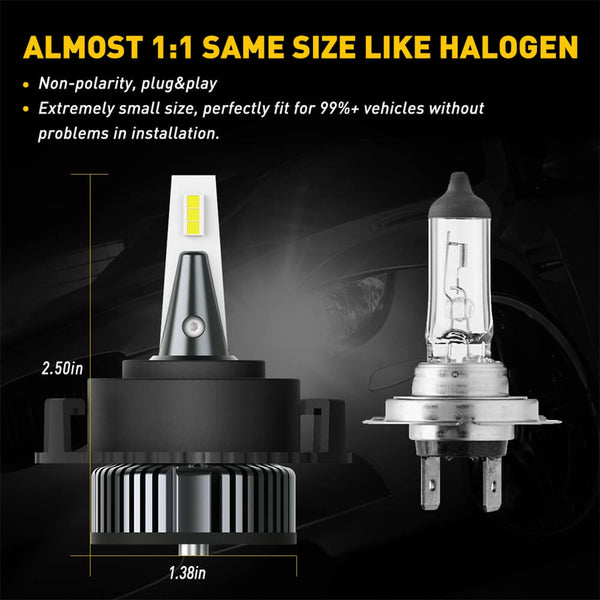 H7 LED Bulb with Retainer Adapter for Kia Sedona Forte5 | Hyundai Tucson Ioniq Elantra GT - 16000LM 6500K