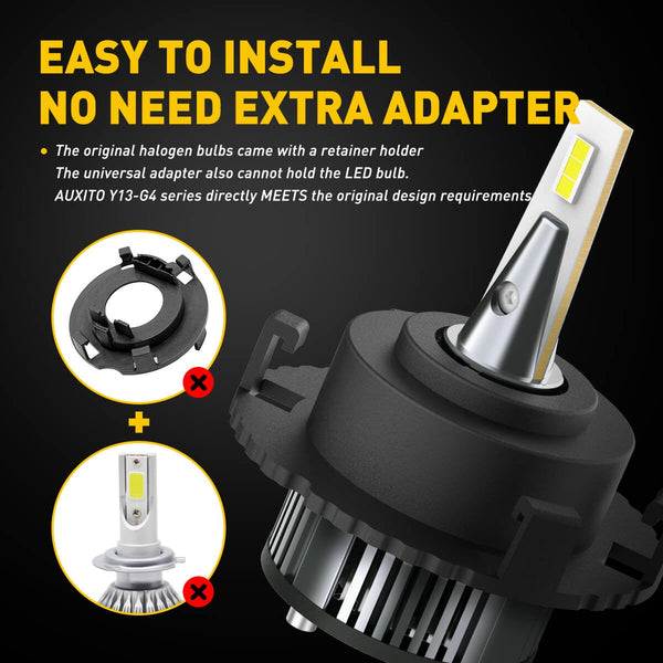 H7 LED Bulb with Retainer Adapter for Kia Sedona Forte5 | Hyundai Tucson Ioniq Elantra GT - 16000LM 6500K