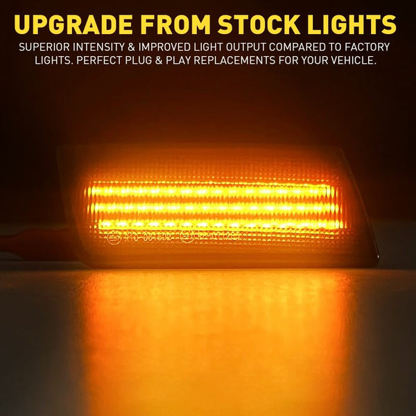 LED Front Side Marker Light Compatible With 2005-2014 Chrysler 300, Smoked Lens 3 Row Beams
