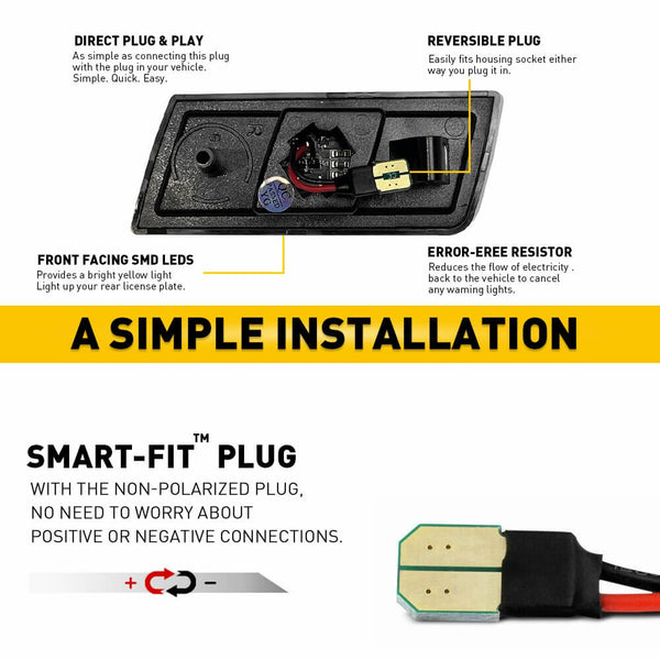 LED Front Side Marker Light Compatible With 2005-2014 Chrysler 300, Smoked Lens 3 Row Beams
