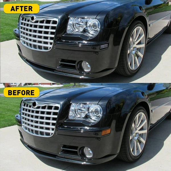 LED Front Side Marker Light Compatible With 2005-2014 Chrysler 300, Smoked Lens 3 Row Beams