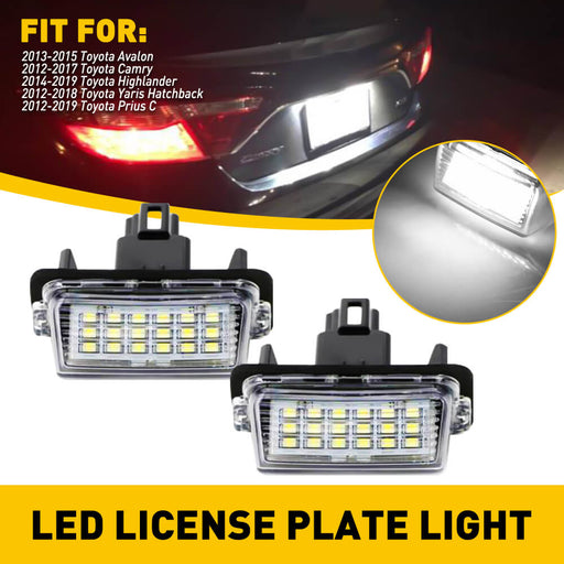 LED License Plate Lights For Toyota Avalon Camry Highlander Yaris Hatchback Prius C