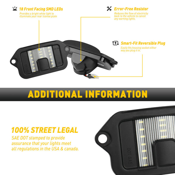 LED License Plate Lights Tag Light Lamp Assembly for 2005-2009 Ford Mustang