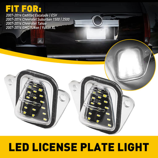 LED License Plate Lights Tag Light Lamp Assembly for 2007-2014 Cadillac Escalade | ESV, Chevrolet Suburban Tahoe, GMC Yukon | Yukon XL
