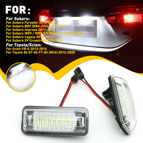 LED License Plate Lights Tag Light Lamp Assembly for Subaru, Toyota, Scion Full 24-SMD LEDs