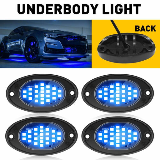 LED Rock Light Car Underglow Lights Universal Fits For SUV, Jeep, ATV, UTV, Truck, Motorcycle - 24 LEDs per Light