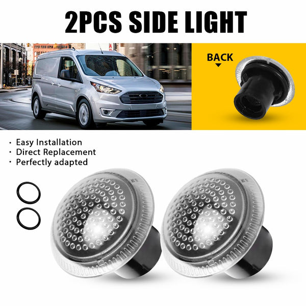 LED Side Marker Light Amber Repeater for Ford Transit Connect 2010-2021, Amber Lens