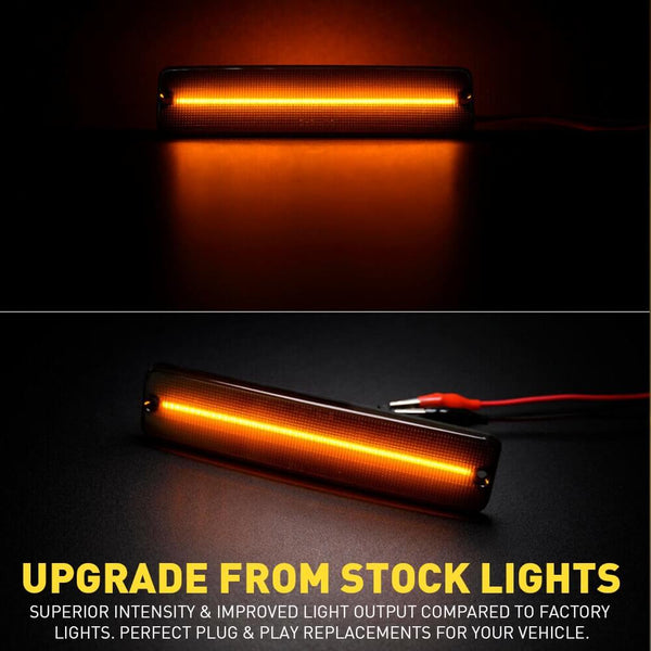 LED Side Marker Light Compatible With 1987-1995 Jeep Wrangler YJ, Smoke Shell Amber Light