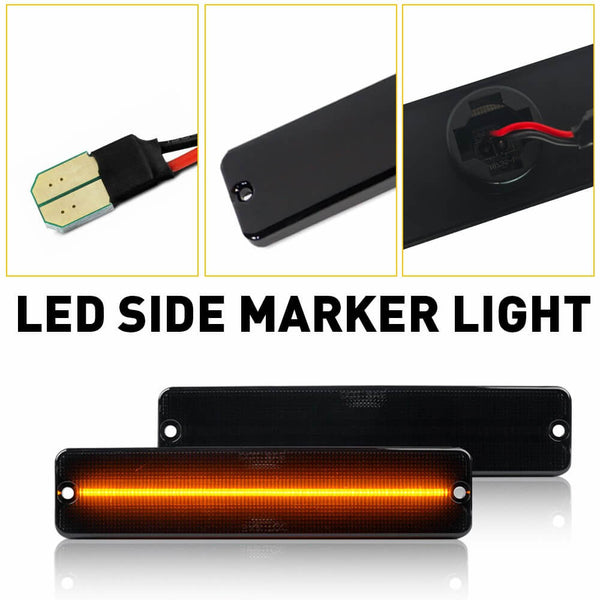 LED Side Marker Light Compatible With 1987-1995 Jeep Wrangler YJ, Smoke Shell Amber Light