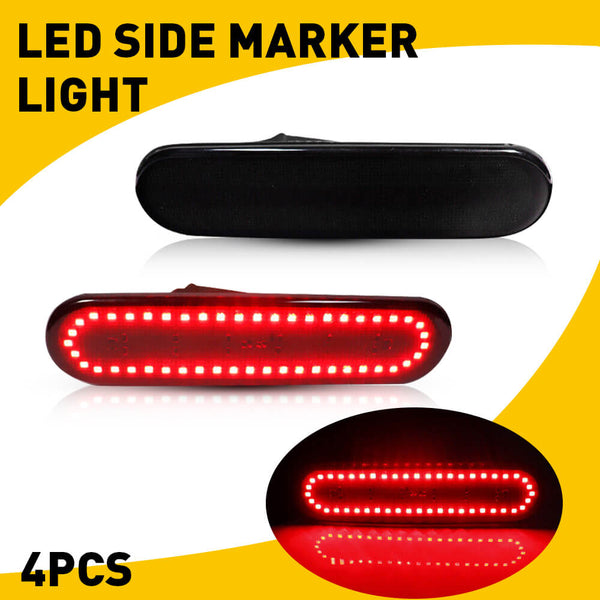 LED Side Marker Light for 2002-2005 Honda Civic Si EP3 3 Door, Smoked Lens Amber Red Front Rear Bumper