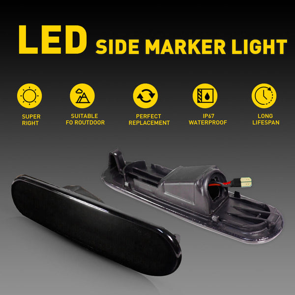 LED Side Marker Light for 2002-2005 Honda Civic Si EP3 3 Door, Smoked Lens Amber Red Front Rear Bumper