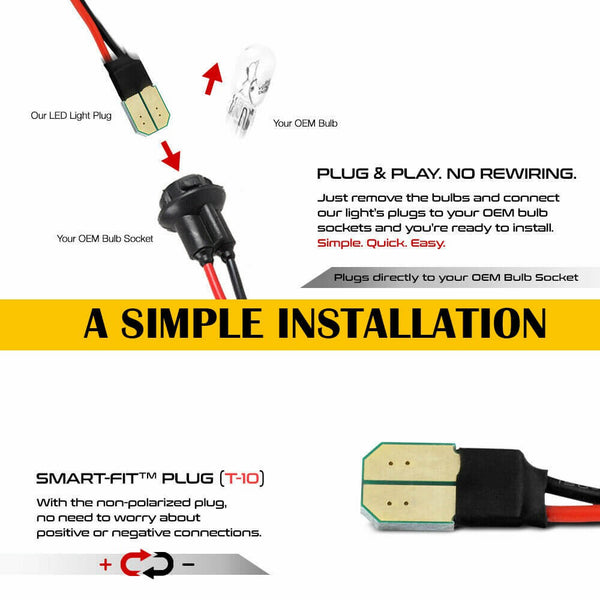 LED Side Marker Light for 2002-2005 Honda Civic Si EP3 3 Door, Smoked Lens Amber Red Front Rear Bumper
