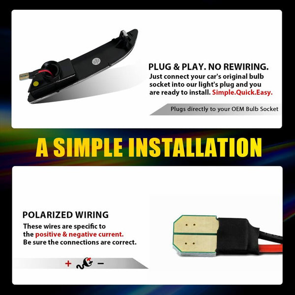 LED Side Marker Light For 2004-2008 Chrysler Crossfire Turn Signals (Front and Rear)