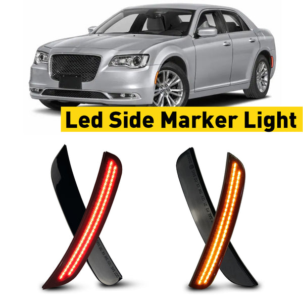 LED Side Marker Light for 2015-2023 Chrysler 300, Smoked Lens Amber/Red