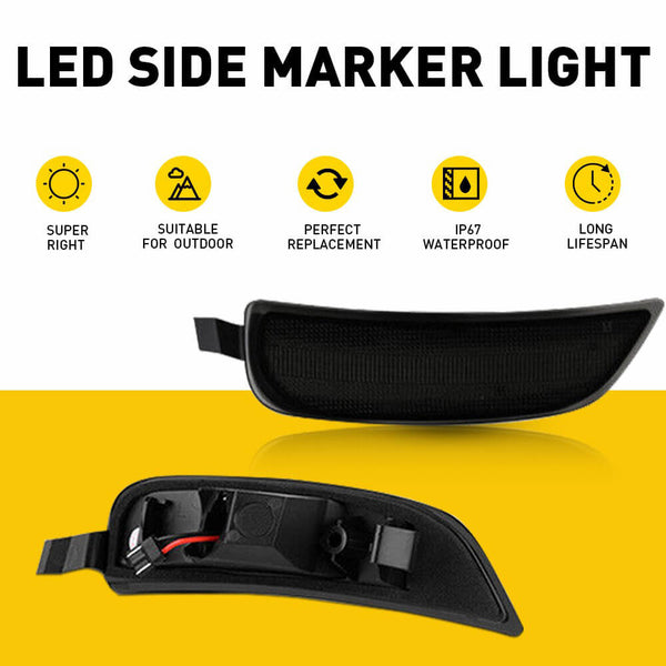 LED Side Marker Light For 2016-2022 Mazda Miata MX-5, Front & Rear Bumper Smoke Shell