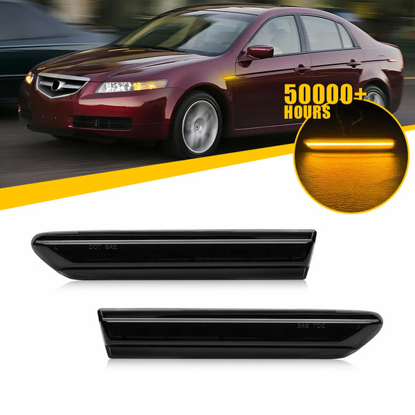 LED Side Marker Light for Acura TL 2004-2008, Smoked Lens, Amber, Front L&R