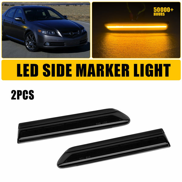 LED Side Marker Light for Acura TL 2004-2008, Smoked Lens, Amber, Front L&R