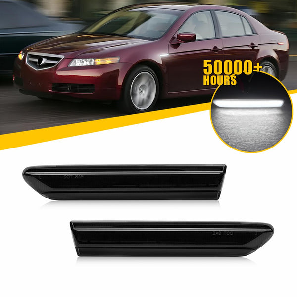 LED Side Marker Light for Acura TL 2004-2008, Smoked Lens, White, Front L&R