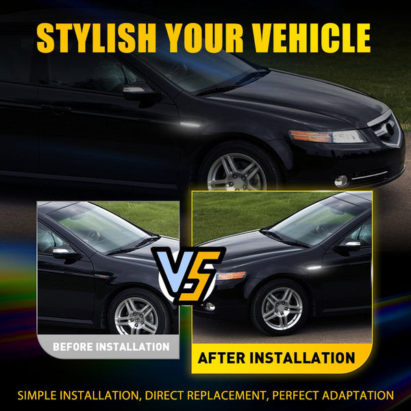 LED Side Marker Light for Acura TL 2004-2008, Smoked Lens, White, Front L&R