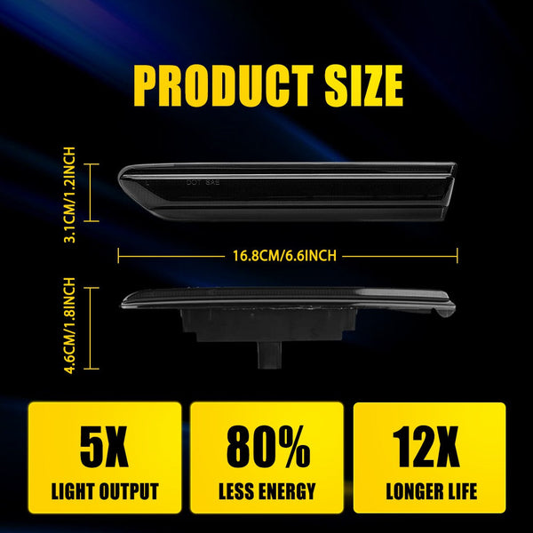 LED Side Marker Light for Acura TL 2004-2008, Smoked Lens, White, Front L&R