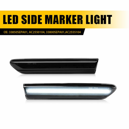 LED Side Marker Light for Acura TL 2004-2008, Smoked Lens, White, Front L&R