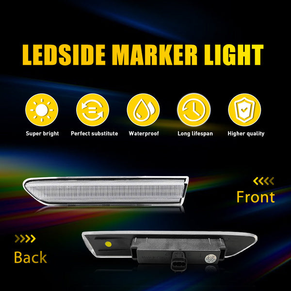 LED Side Marker Light for Acura TL Base 2004-2008, Clear Lens, Amber, Fender