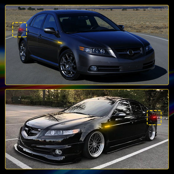 LED Side Marker Light for Acura TL Base 2004-2008, Clear Lens, Red, Rear, Turn Signal