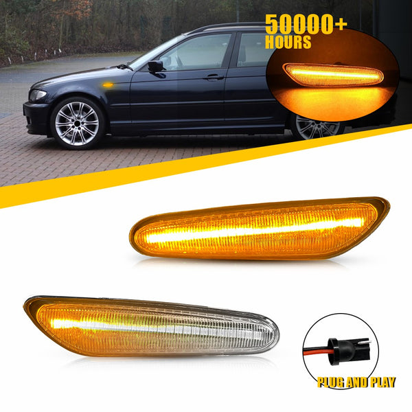 LED Side Marker Light for BMW 5 Series E60/E61, Clear Lens, Amber, Dynamic