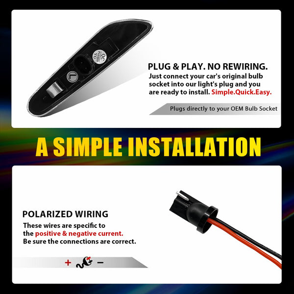 LED Side Marker Light for BMW 5 Series E60/E61, Clear Lens, Amber, Dynamic