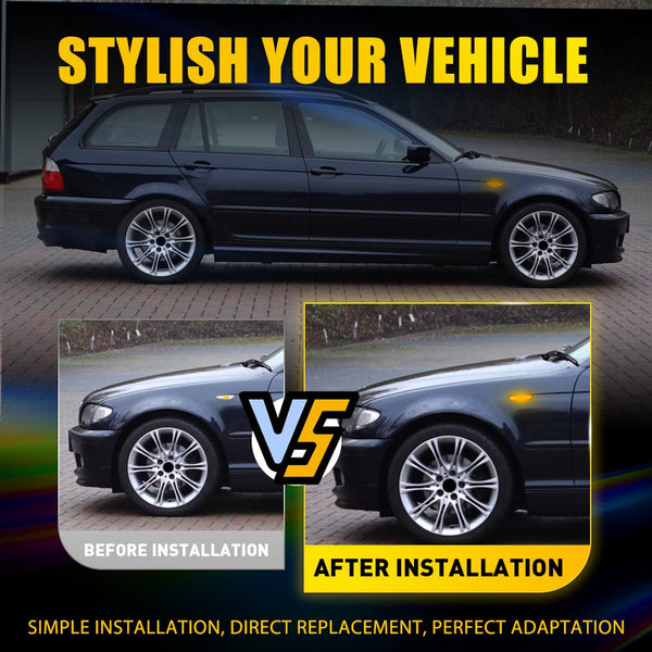 LED Side Marker Light for BMW 5 Series E60/E61, Clear Lens, Amber, Dynamic