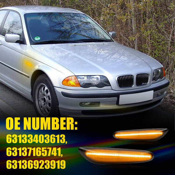 LED Side Marker Light for BMW E60/E61/E82/E88/E90/E91/E92/E93, Smoked Lens, Sequential