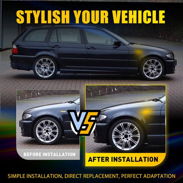 LED Side Marker Light for BMW E60/E61/E82/E88/E90/E91/E92/E93, Smoked Lens, Sequential