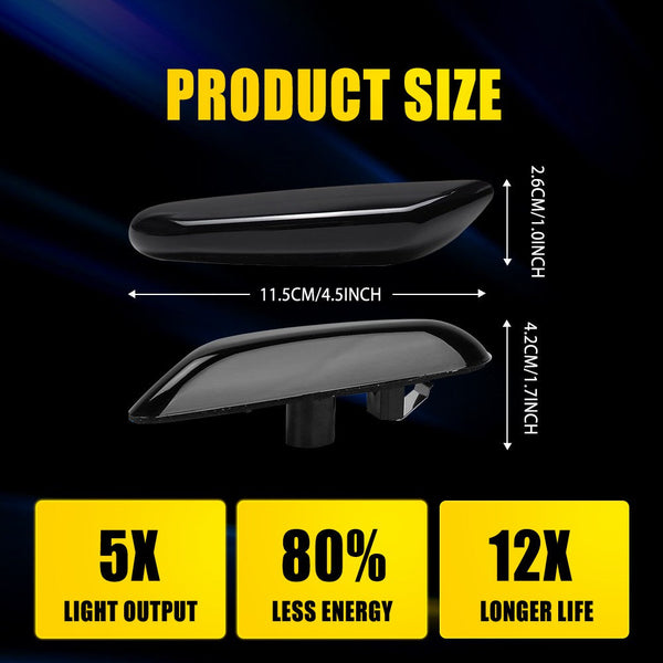 LED Side Marker Light for BMW E60/E61/E82/E88/E90/E91/E92/E93, Smoked Lens, Sequential