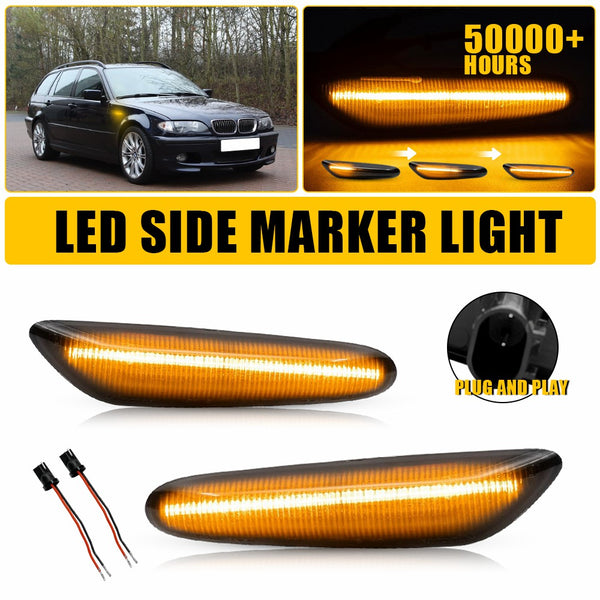 LED Side Marker Light for BMW E60/E61/E82/E88/E90/E91/E92/E93, Smoked Lens, Sequential