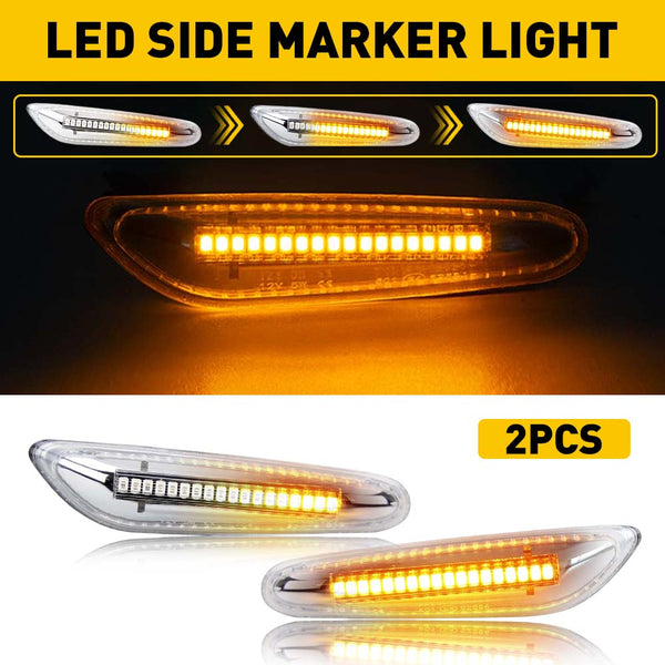 LED Side Marker Light for BMW X1 E84 2013-2015, Clear Lens, Amber, Dynamic Sequential