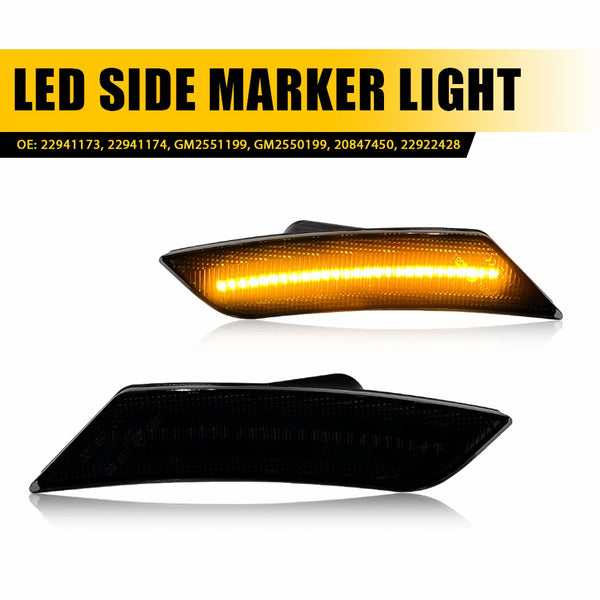 LED Side Marker Light for Cadillac ATS 2013-2014 & XT5 2017-Up, Smoked Lens, Amber, Bumper