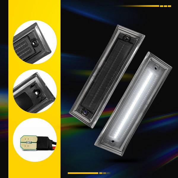 LED Side Marker Light for Chevrolet C10/C20/C30 & GMC 1981-1991, Smoked Lens, White, Front