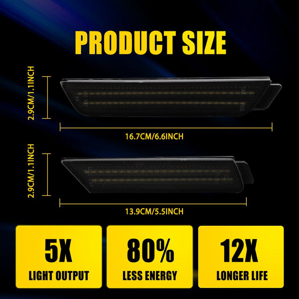 LED Side Marker Light for Chevrolet Camaro 2010-2015, Blue, Front & Rear