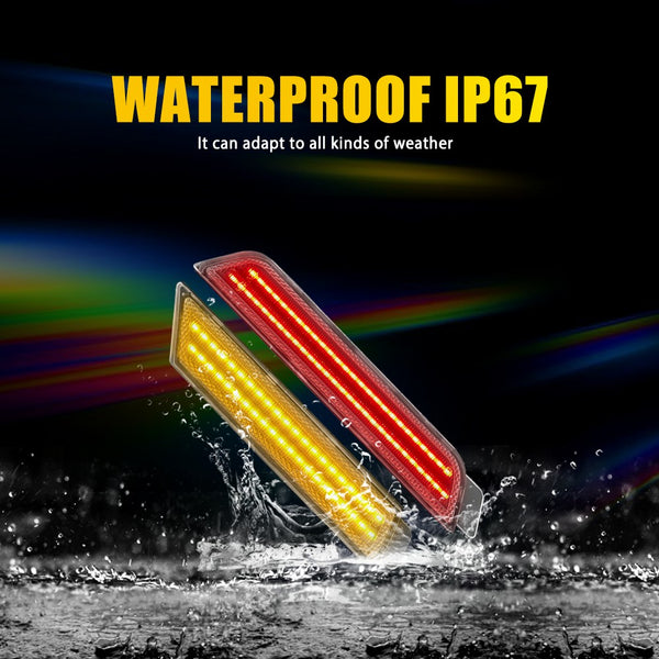 LED Side Marker Light for Chevrolet Camaro 2010-2015, Clear Lens, Amber/Red, Turn Signal